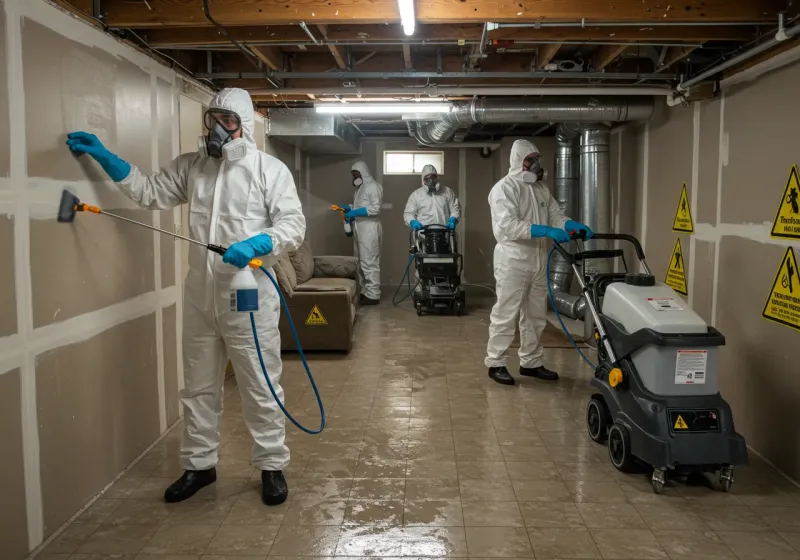 Basement Moisture Removal and Structural Drying process in Meadowbrook, VA